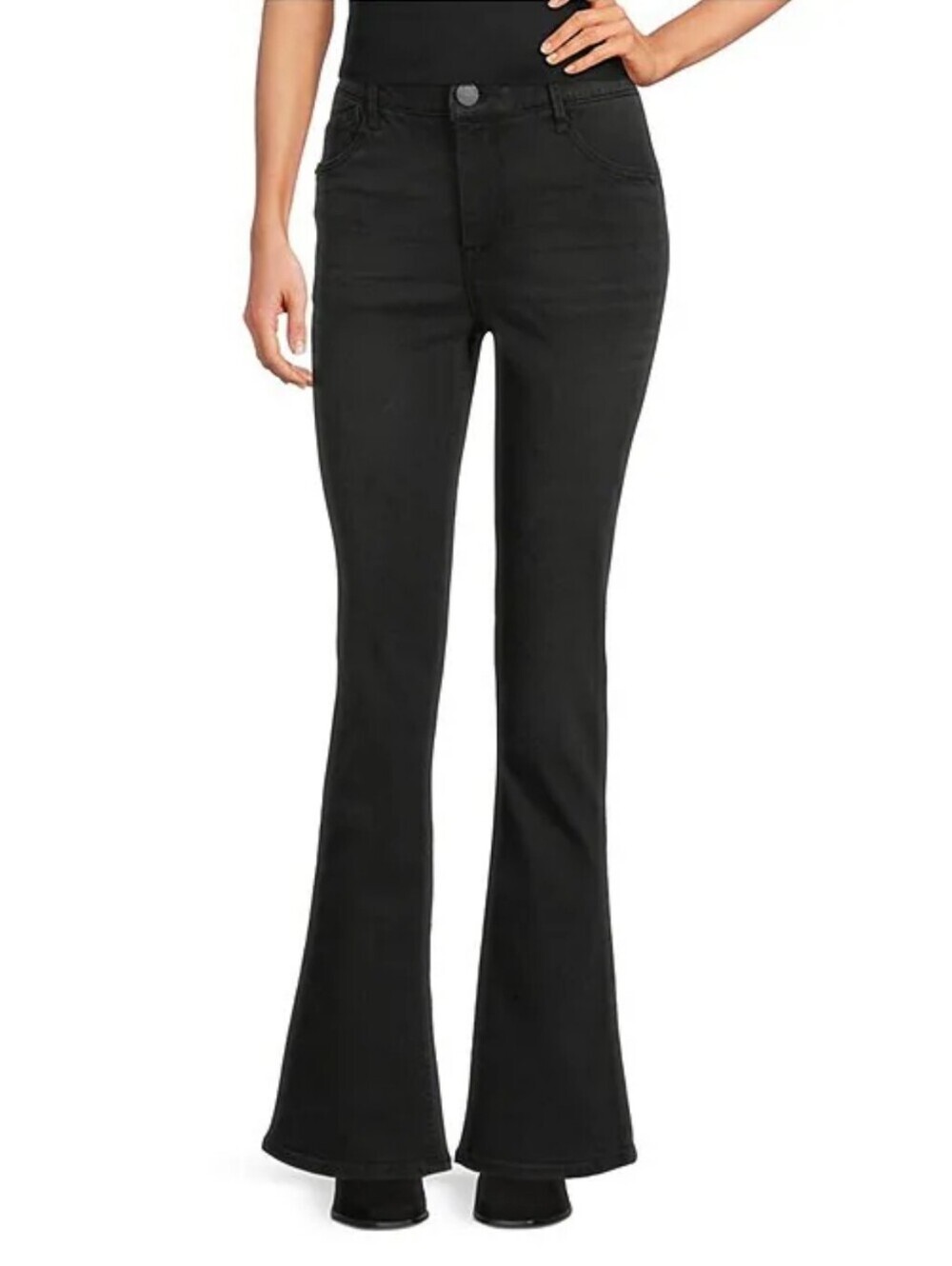 Democracy Black Wide Leg Flare High Waist Jeans Size 14P Petite New